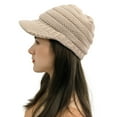 thumbnail image 1 of Idoravan Beanie Hats for Women Winter, Women Stitching Outdoor Plush Hats Crochet Knit Beanie Cap Peaked Cap Khaki, 1 of 3