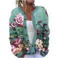 thumbnail image 1 of Idoravan Button Down Cardigan Sweaters for Women Plus Size Ladies' Casual Floral Printed Knitted Cardigan With Button Up Jacket And Top Multicolor XXXXL, 1 of 5