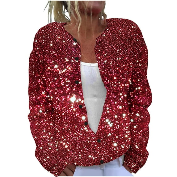 Idoravan Button Down Cardigan Sweaters for Women Plus Size Women's Christmas Printed Knitted Cardigan Button Coat Multicolor XXXXL
