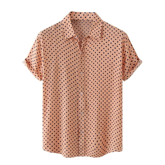 Idoravan Button Up Shirt Men Men's Shirt Beach Shirt Hawaiian Casual Polka Shirt Lapel Short Sleeve Shirt Top Blouse
