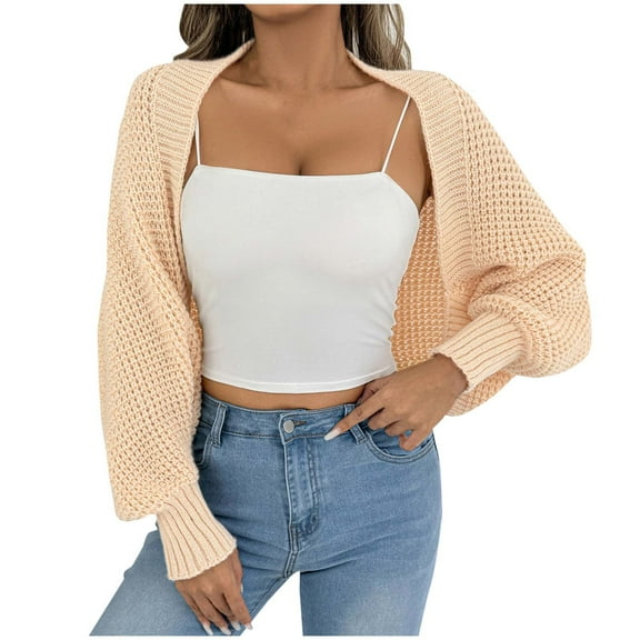 Idoravan Cardigan Sweaters for Women Lightweights Woman Loose Casual Warm Solid Color Shawl Irregular Sweater Cardigan Coat Jacket Beige Free Size