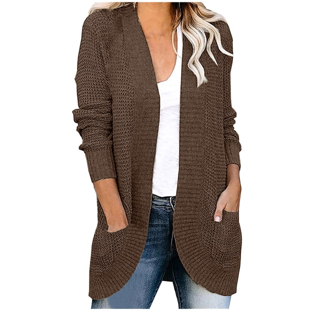 Black and Friday Clothing Sales Idoravan Cardigan Sweaters for Women Oversized Women Casual Solid Knitting Loose Cardigan Long Sleeve Sweaters Tops