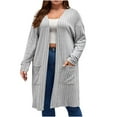 thumbnail image 1 of Idoravan Cardigan Sweaters for Women Plus Size Women's Solid Plus Size Long Sleeve Cardigan Coat with Pockets, 1 of 8