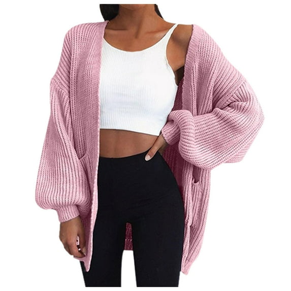 Idoravan Cardigan Sweaters for Women Trendy Women's Hooded Cardigan Thick Knit Sweater Big Coat