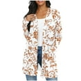 thumbnail image 1 of Idoravan Cardigans for Women Trendy Spring Women's Jacket Daily Holiday Workout Crop Cardigan Open Frant Coat Casual Long Sleeve Floral Print Top Beige S, 1 of 7
