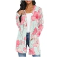 thumbnail image 1 of Idoravan Cardigans for Women Trendy Spring Women's Jacket Daily Holiday Workout Crop Cardigan Open Frant Coat Casual Long Sleeve Floral Print Top Light Blue M, 1 of 7