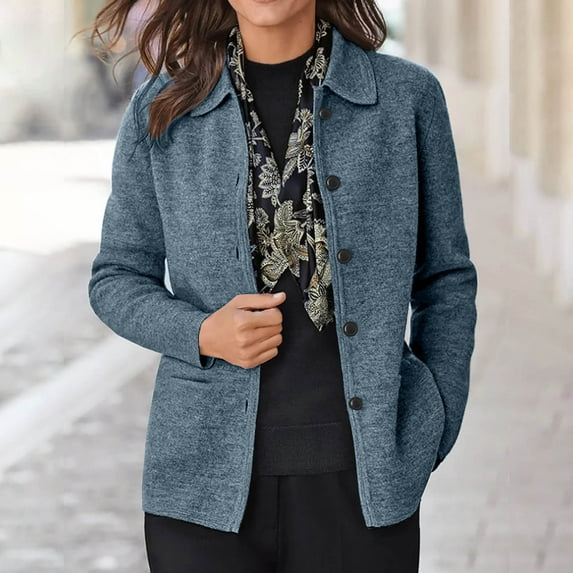 Idoravan Cardigans for Women Spring Fashion Women Casual Pockets Long Sleeve Casual Solid Coat Cardigan Blouse