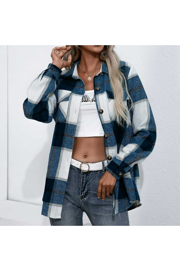 Cardigans for Women Spring Fashion Women Plaid Printing Cardigan Button Autumn Coat Blouse Outwear Shirts Outwear