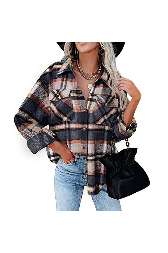 Cardigans for Women Spring Fashion Women Plaid Printing Cardigan Button Autumn Coat Blouse Outwear Shirts Tops