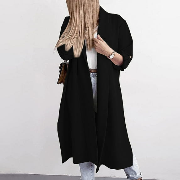 Idoravan Cardigans for Women Spring Fashion Womens Long Sleeve T-Shirt Autumn Open Front Outerwear Solid Blouse Coat Tops Button Cardigan