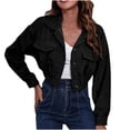 thumbnail image 1 of Cardigans for Women Spring Ladies Fashion Solid Color Corduroy Jacket Drop Shoulder Long Sleeve Short Coat, 1 of 4