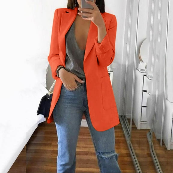 Idoravan Cardigans for Women Spring Women Autumn Winter Long Sleeve Office Coat Cardigans Suit Long Jacket