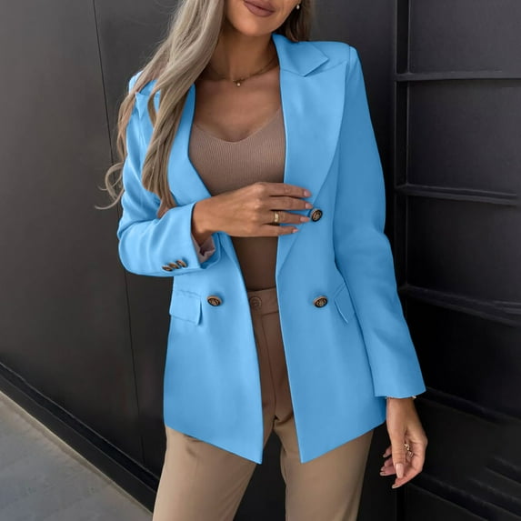 Idoravan Cardigans for Women Clearance Spring Women Business Attire Solid Color Long Sleeve Cardigan Top Jacket Coat
