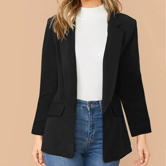 Idoravan Cardigans for Women Spring Women Business Attire Solid Color Long Sleeve Cardigan Top Jacket Coat
