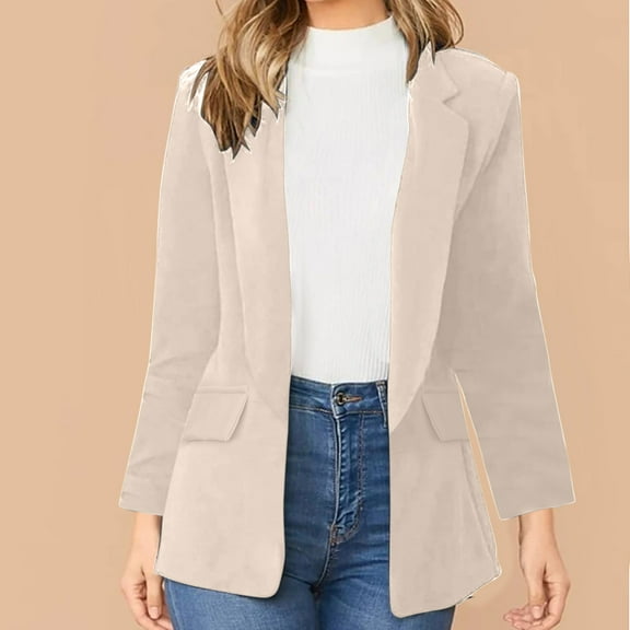 Idoravan Cardigans for Women Spring Women Business Attire Solid Color Long Sleeve Cardigan Top Jacket Coat