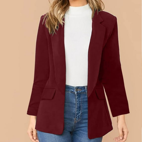 Idoravan Cardigans for Women Spring Women Business Attire Solid Color Long Sleeve Cardigan Top Jacket Coat
