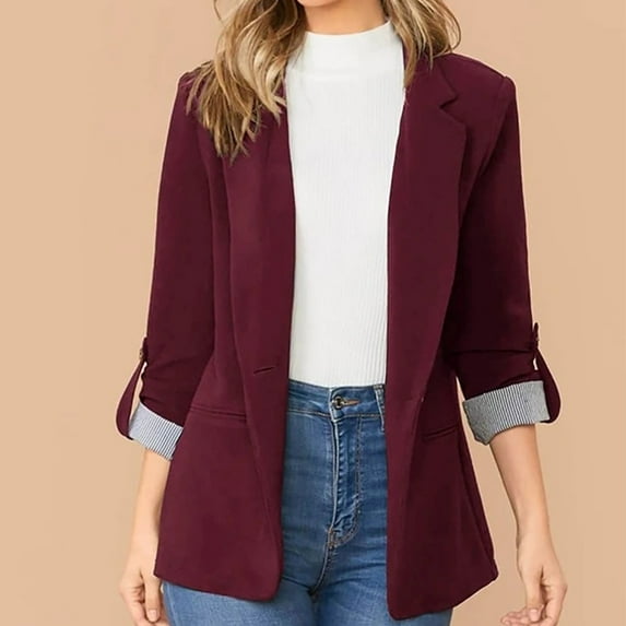Idoravan Cardigans for Women Clearance Spring Women Business Attire Solid Color ing Stripe Long Sleeve Pocket Cardigan Coat Top