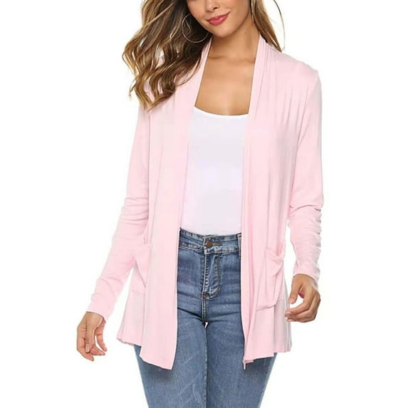Cardigans for Women Spring Women Fashion Cardigan Up Casual Solid Color Long Sleeve Hoodeless Top