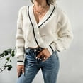 thumbnail image 1 of Idoravan Cardigans for Women Spring Women's Fall Fashion V Neck Single Breasted Chain Link Sweater Cardigan, 1 of 1