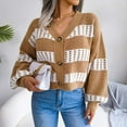 thumbnail image 1 of Idoravan Cardigans for Women Spring Women's Fashion Autumn Winter Stripes Lantern Sleeve Long Sleeve Cardigan Sweater Coat Tops, 1 of 8