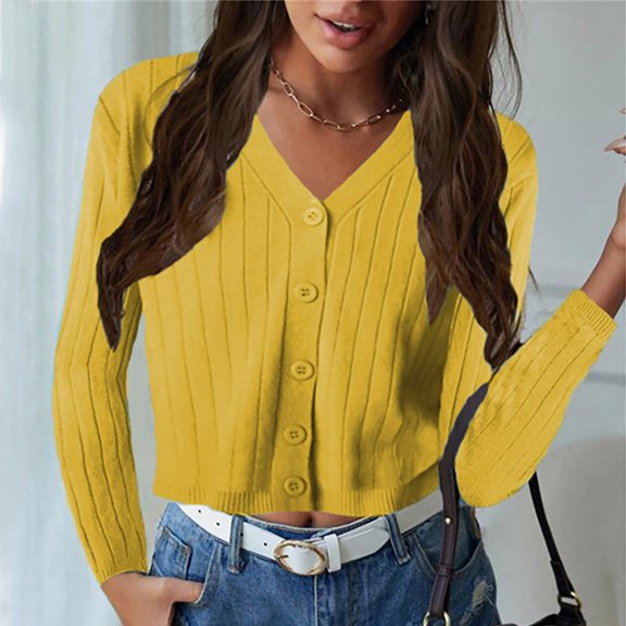 Cardigans for Women Spring Women's Fashion Casual Long Sleeve Solid Color Sweater Tops Blouse Cardigan