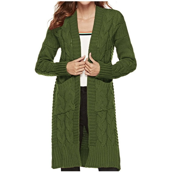 Idoravan Cardigans for Women Spring Women's Long Sleeved Solid Color Top Medium Long Cardigan Sweater Coat Sweater Coat