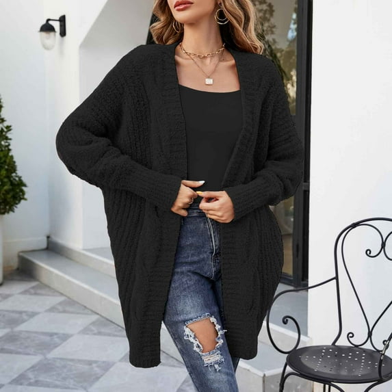 Idoravan Cardigans for Women Clearance Spring Womens Fashion Solid Color Long Sleeves Knit Cardigan Loose Tops Blouse Sweater