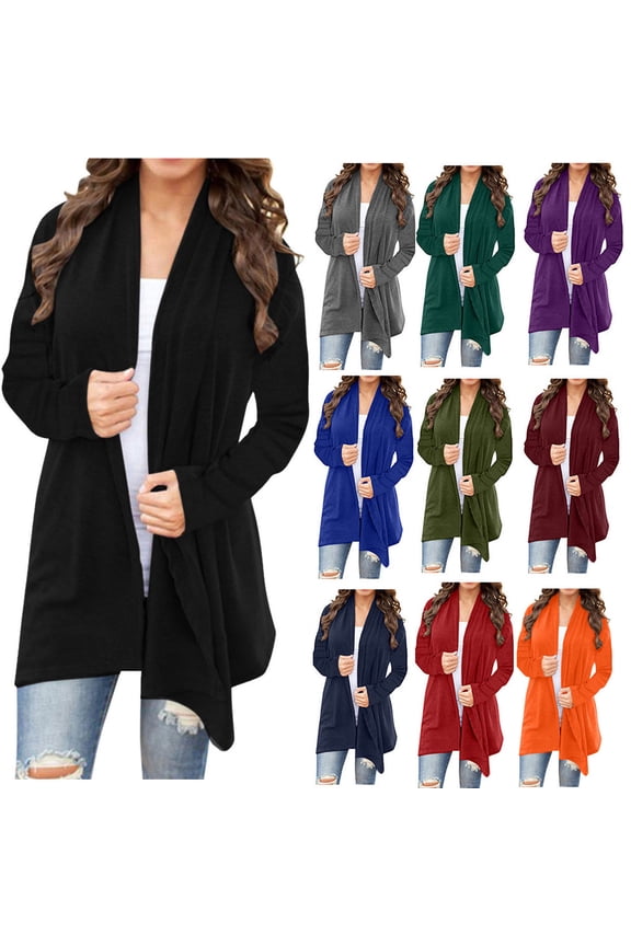 Cardigans for Women Plus Sizes Fashion Womens Loose Long Sleeve Cardigan Coat Blouse Cardigan Dark Gray