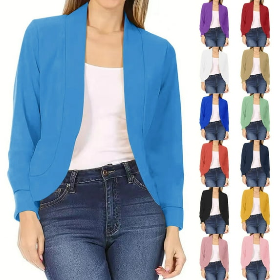 Idoravan Cardigans for Women Plus Sizes Clearance Women Casual Fashion Long-sleeved Cardigan Jacket Coat Outerwear Navy