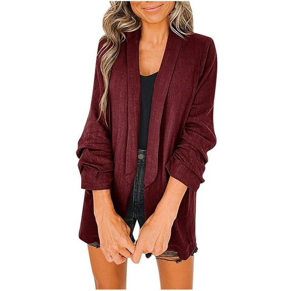 Idoravan Cardigans for Women Plus Sizes Fashion Women Solid Ladies Suit Turn-down Collar Cardigan Casual Coat