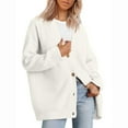 thumbnail image 1 of Idoravan Cardigans for Women Plus Sizes Women's Fashionable Loose Fitting Long Sleeved Button Knitted Cardigan White, 1 of 8