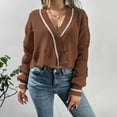thumbnail image 1 of Idoravan Cardigans for Women Spring Women's Fall Fashion V Neck Single Breasted Chain Link Sweater Cardigan, 1 of 6