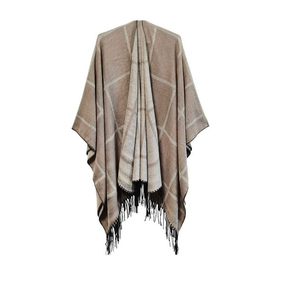 Black and Friday Clothing Sales Idoravan Cardigans for Women Spring Women's Fashion Shawl Plaid Print Cloak Loose Tops Blouse Knitted Sweater Coat