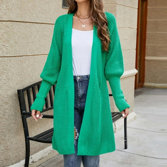 Idoravan Cardigans for Women Spring Women's Solid Color Cardigan Bandage Recreational Long Sleeve Tops