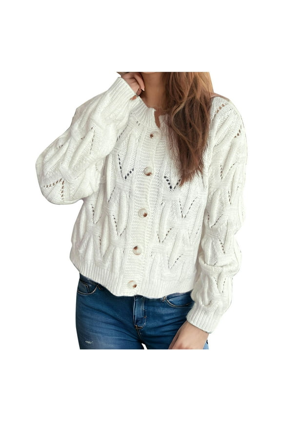 Cardigans for Women Trendy Women's Casual Long Sleeve Patchwork Knit Sweater Cardigan