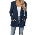 thumbnail image 1 of Clothing Sales Idoravan Cardigans for Women Trendy Women's Fashion Brushed Stripe Long Sleeve Women's Cardigan Coat Navy M, 1 of 4