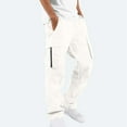 thumbnail image 1 of Idoravan Cargo Pants for Men Clearance Men Casual Multiple Pockets Outdoor Straight Type Fitness Pants Cargo Pants Trousers White M, 1 of 6