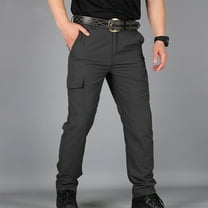 Idoravan Cargo Pants for Men Men Elastic Waist Casual Multi-pocket Sports Trousers Pants Black M