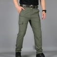 thumbnail image 1 of Idoravan Cargo Pants for Men Men Elastic Waist Casual Multi-pocket Sports Trousers Pants Green XL, 1 of 4