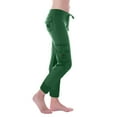 thumbnail image 1 of Idoravan Cargo Pants for Women Clearance Women Workout Out Leggings Stretch Waist Button Pocket Yoga Gym Cropped Trousers Green M, 1 of 9