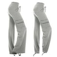 thumbnail image 1 of Idoravan Cargo Pants for Women Women Workout Out Leggings Stretch Waist Yoga Gym Loose Pants Trousers with Pockets Gray M, 1 of 9