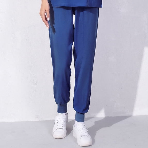 Idoravan Cargo Pants for Women Clearance Women's Solid Color Four Seasons Loose Bunched Feet Work Pants Nurse Dress Pants Dark Blue XXL