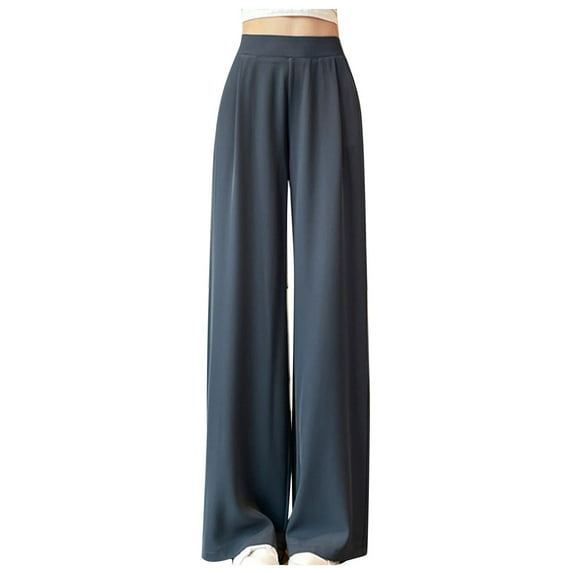 Idoravan Cargo Pants for Women Clearance Women's Spring and Color Versatile Straight Tube High Waisted Commuting Suit Pants Wide Leg Pants Gray XXXL