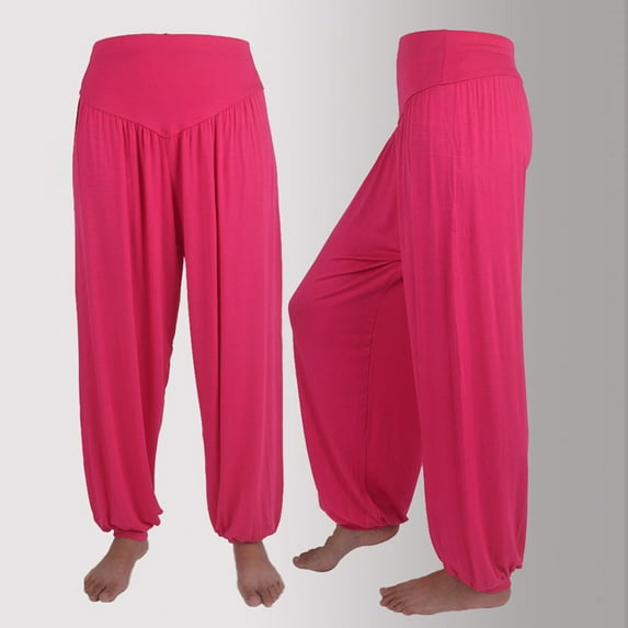 Idoravan Casual Pants for Men Fashion Women's Elastic Loose Relaxed Cotton Soft Yoga Sports Dance Pants Hot Pink XL