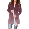 thumbnail image 1 of Idoravan Off Clear Cardigans for Women Trendy Summer and Spring Fashion Women Customer Customization Printing Long Sleeve T-shirt Pullover Round-Neck Blouse Wine M, 1 of 8