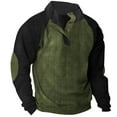 thumbnail image 1 of Idoravan Mens Tops Plus Size, Man Fashion Casual Sports Stand Collar Button Patchwork Long Sleeve Pullover Sweatshirt Blouse Black XXL, 1 of 3