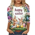 thumbnail image 1 of Idoravan Easter Shirts for Women Plus Size 3/4 Length Sleeve Women'S Shirts Plus Size Women's Fashion Easter Print Loose Casual Round Neck Three-Quarter Sleeve T-Shirt Pullover, 1 of 5