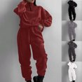 thumbnail image 1 of Idoravan Womens 2 Piece Outfits Set Fashion Women Casual Solid Long Sleeve 1/4 Quarter Zipper Hoodies Hoodless and Pockets Elastic Waist Sweatpants Round-Neck Sweatshirts Sets, 1 of 1