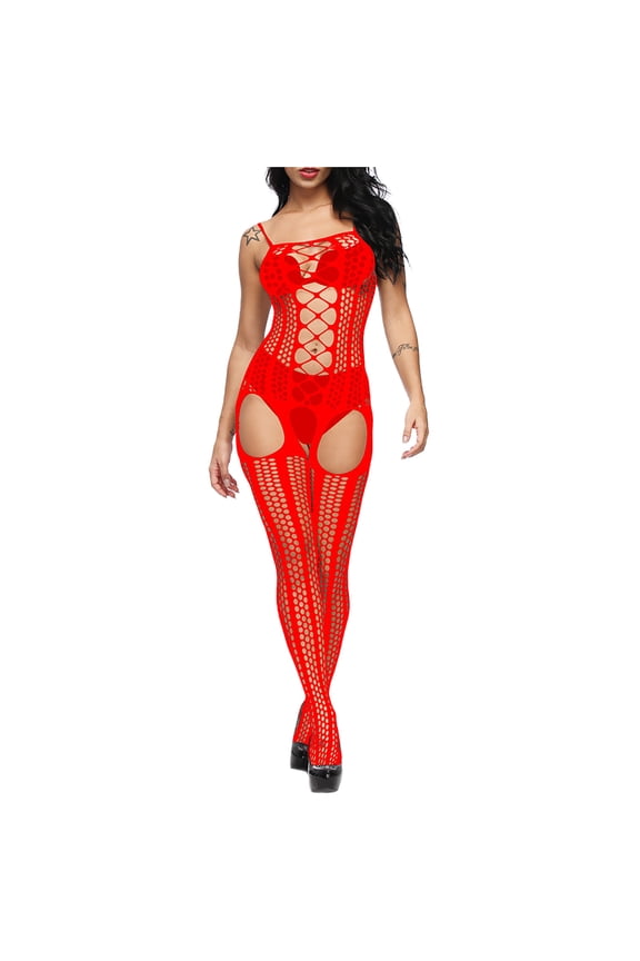 Fishnet Stockings for Women Plus Size,Sexy Womens Lingerie Fishnet Open Crotch Seamless Mesh Netting Stockings Chemise Hollow Out Bodysuit Sleepwear