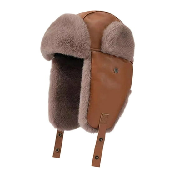 Idoravan Hats for Men and Women Fleece Hats Ear Protection Men And Women Solid Color Fall/Winter Fleece-lined And Thickened Adjustable Hat Brown